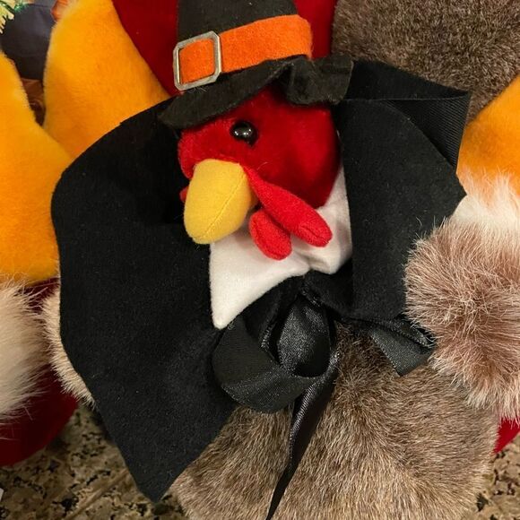 People Pals Vintage Plush Turkey Set Girl and Boy Thanksgiving Decorations - Picture 6 of 16